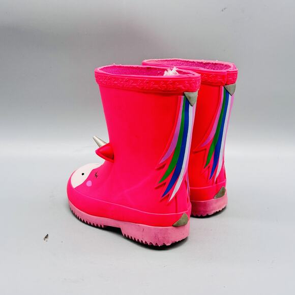 Joules Boots Kids Girl 6c Pink Baby Welly Print Unicorn 3D Horn Wellies Rain - Picture 6 of 13